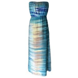 Marineblu Strapless Bandeau Tie Dye Maxi Dress